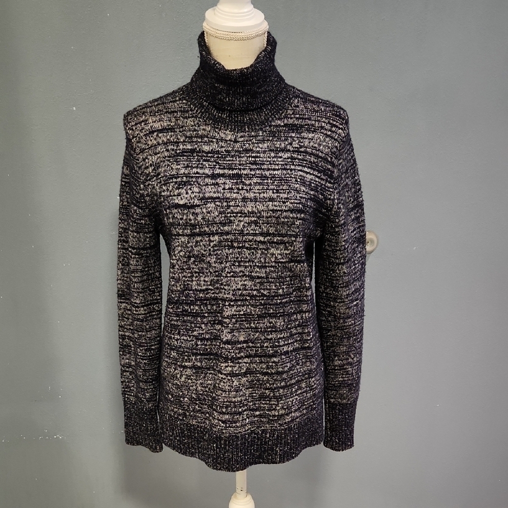 JCrew CottonWool Blend Heathered Navy Blue TurtleNeck Sweater Vintage Y2K Chunky